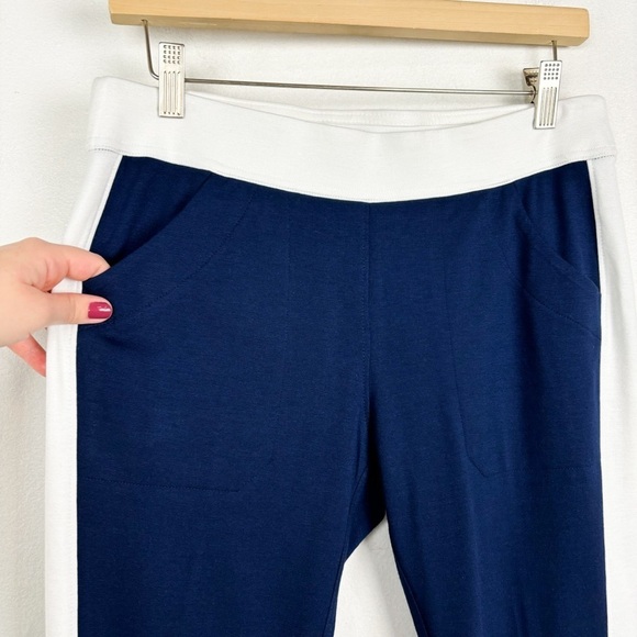 Belyn Key Navy Blue Side Stripe Knit Track Pants Sz S - Picture 5 of 9
